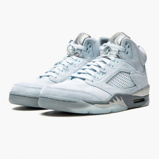 Stockx Air Jordan 5 Retro Bluebird With Silver White Women/Men Jordan Shoes