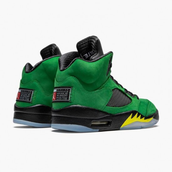 Stockx Air Jordan 5 Retro SE Oregon Green Yellow Women/Men Jordan Shoes