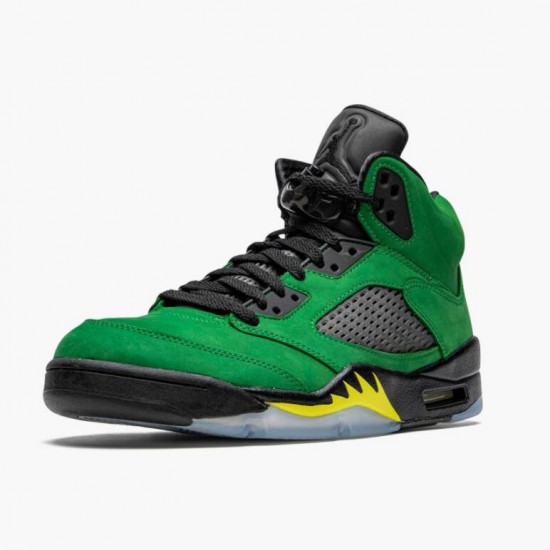 Stockx Air Jordan 5 Retro SE Oregon Green Yellow Women/Men Jordan Shoes