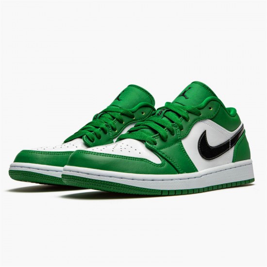 Stockx Air Jordan 1 Retro Low Pine Green 553558 301 Black White AJ1 Sneakers