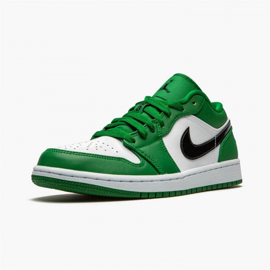 Stockx Air Jordan 1 Retro Low Pine Green 553558 301 Black White AJ1 Sneakers