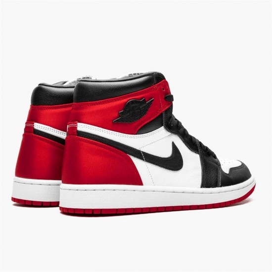 Stockx Air Jordan 1 High OG Satin Black Toe White Varsity Red CD0461 016 AJ1 Sneakers
