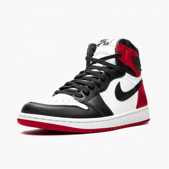 Stockx Air Jordan 1 High OG Satin Black Toe White Varsity Red CD0461 016 AJ1 Sneakers