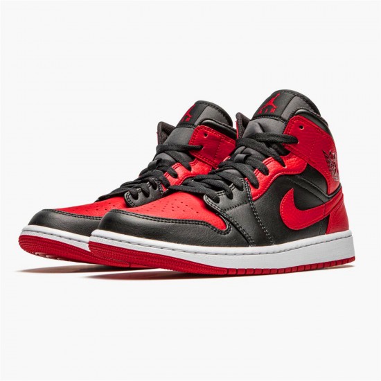 Stockx Air Jordan 1 Mid Banned 2020 554724 074 Black University Red Black Whi AJ1 Sneakers