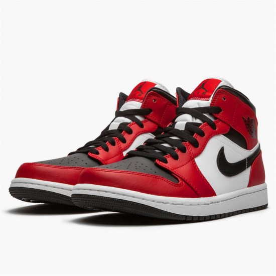 Stockx Air Jordan 1 Mid Chicago Black Toe Black Gym Red White 554724 069 AJ1 Sneakers