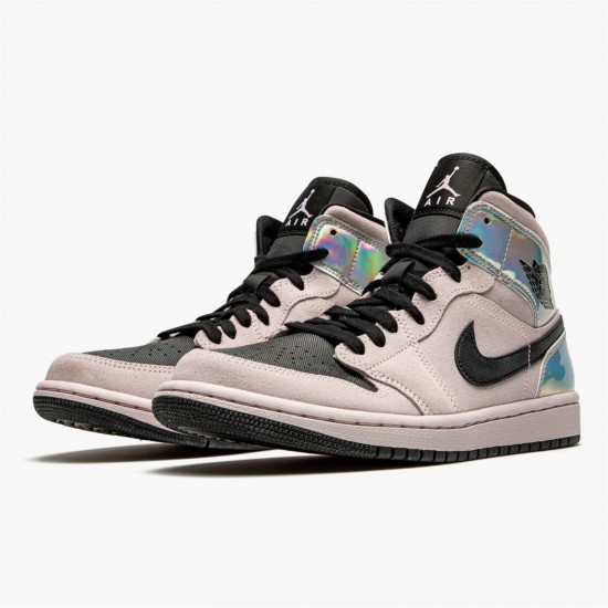 Stockx Air Jordan 1 Mid Dirty Powder Iridescent Barely Rose Black Multi BQ6472 602 AJ1 Sneakers