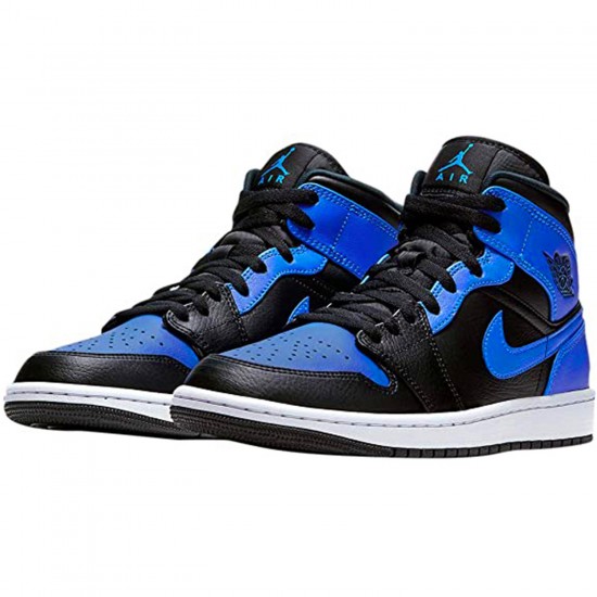 Stockx Air Jordan 1 Mid Hyper Royal Tumbled Leather 554724 077 AJ1 Sneakers