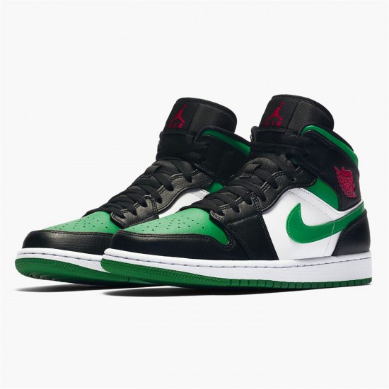 Stockx Air Jordan 1 Mid Pine Green Black Gym Red White 554724 067 AJ1 Sneakers