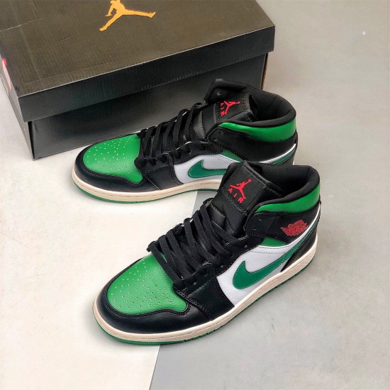 Stockx Air Jordan 1 Mid Pine Green Black Gym Red White 554724 067 AJ1 Sneakers