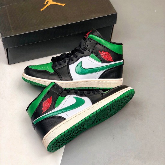 Stockx Air Jordan 1 Mid Pine Green Black Gym Red White 554724 067 AJ1 Sneakers