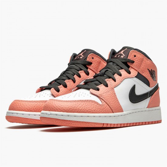 Stockx Air Jordan 1 Mid Pink Quartz Pink QuartzDK Smoke Grey 555112 603 AJ1 Sneakers