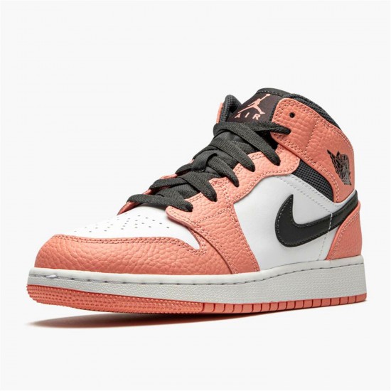 Stockx Air Jordan 1 Mid Pink Quartz Pink QuartzDK Smoke Grey 555112 603 AJ1 Sneakers