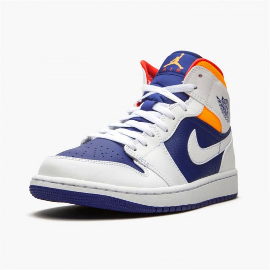 Stockx Air Jordan 1 Mid Royal Blue Laser Orange AJ1 Sneakers 554724 131