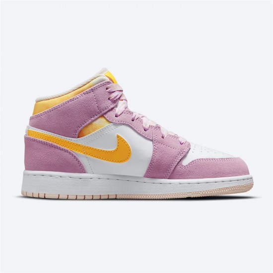 Stockx Air Jordan 1 Mid SE GS Arctic Pink DC9517 600 WMNS AJ1 University Gold White Sneakers