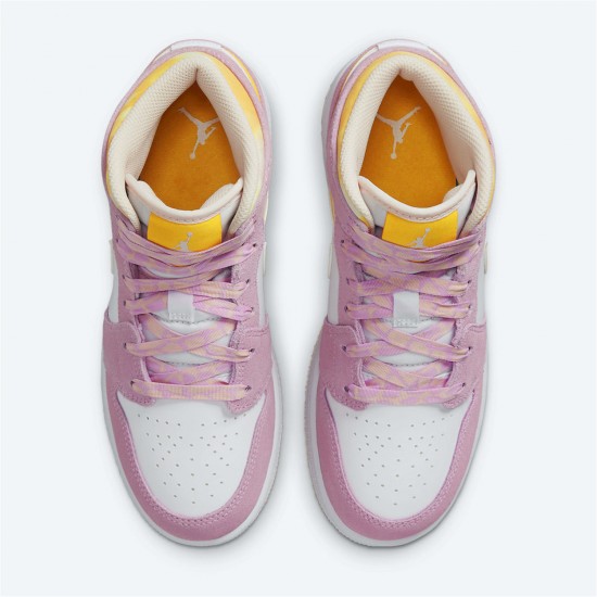 Stockx Air Jordan 1 Mid SE GS Arctic Pink DC9517 600 WMNS AJ1 University Gold White Sneakers