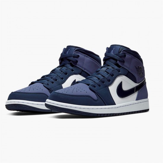 Stockx Air Jordan 1 Mid Sanded Purple Obsidian Sanded White 554724 445 AJ1 Sneakers