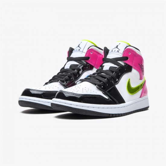 Stockx Air Jordan 1 Mid White Black Cyber Pink CZ9834 100 AJ1 Sneakers