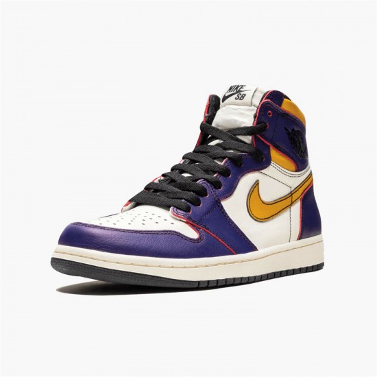 Stockx Air Jordan 1 Retro High OG Defiant SB LA to Chicago Purple Sail University Gold Bl CD6578 507 AJ1 Sneakers