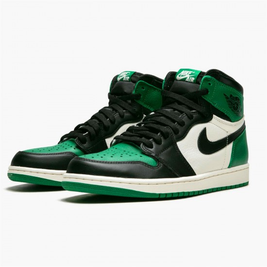 Stockx Air Jordan 1 Retro High Pine Green AJ1 Shoes 555088 302 Black Sail Sneakers