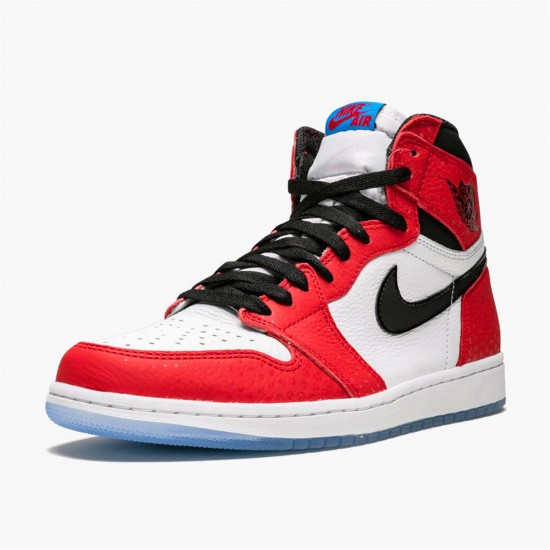 Stockx Air Jordan 1 Retro High Spider Man Origin Story Gym Red Black White Photo Blue 555088 602 AJ1 Sneakers