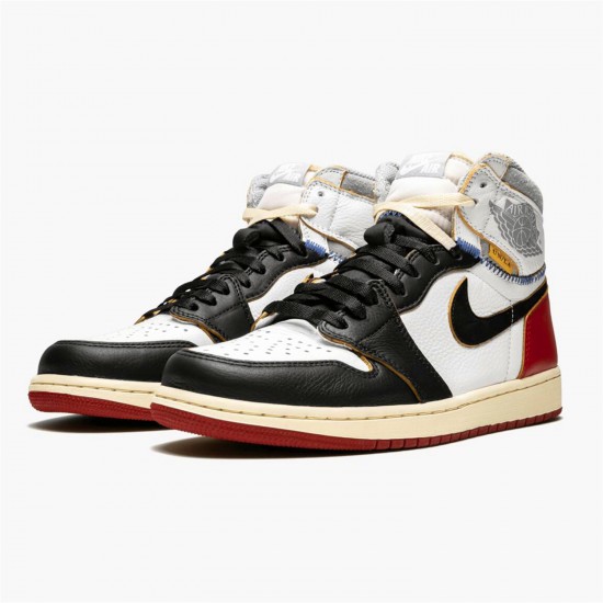 Stockx Air Jordan 1 Retro High Union Los Angeles Black Toe BV1300 106 White Varsity Red AJ1 Black Sneakers