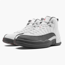 Stockx Air Jordan 12 Retro White Dark Grey AJ12 130690 160 White Dark Grey Gym Red Sneakers
