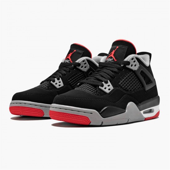 Stockx Air Jordan 4 Retro Bred 2019 Release Black Cement Grey Summit White Sneakers AJ4 Sneakers 308497 060