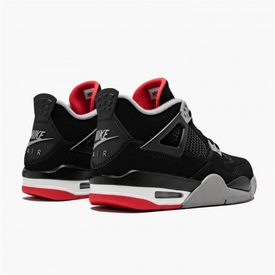 Stockx Air Jordan 4 Retro Bred 2019 Release Black Cement Grey Summit White Sneakers AJ4 Sneakers 308497 060