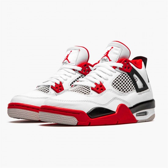 Stockx Air Jordan 4 Retro OG GS Fire Red 2020 408452 160 White Black Tech Grey Sneakers