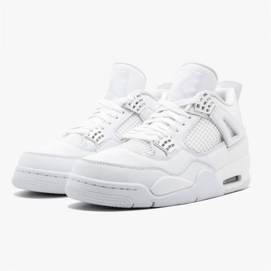 Stockx Air Jordan 4 Retro Pure Money 308497 100 White Metallic Silver AJ4 Sneakers