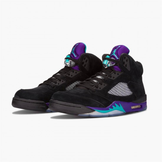 Stockx Air Jordan 5 Retro Black Grape New Emerald Grape Ice 136027 007 AJ5 Sneakers