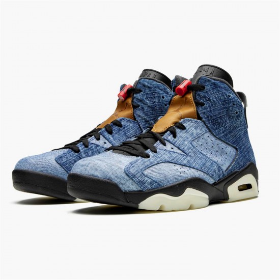 Stockx Air Jordan 6 Retro Washed Denim 384664 060 Sail Varsity Red AJ6 Black Sneakers